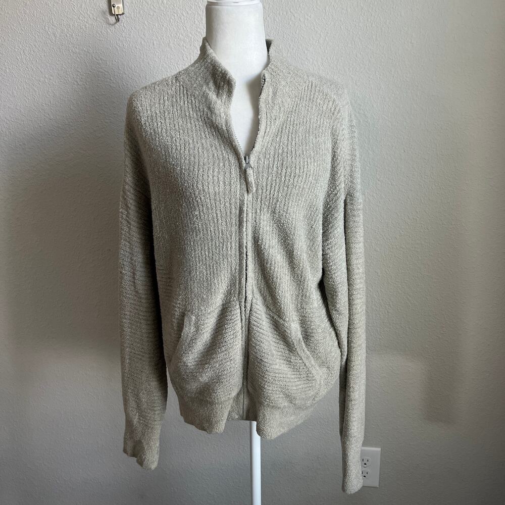 Barefoot Dream Cozychic Lite Knit Full Zip Jacket Women's M Sage Green Comfort